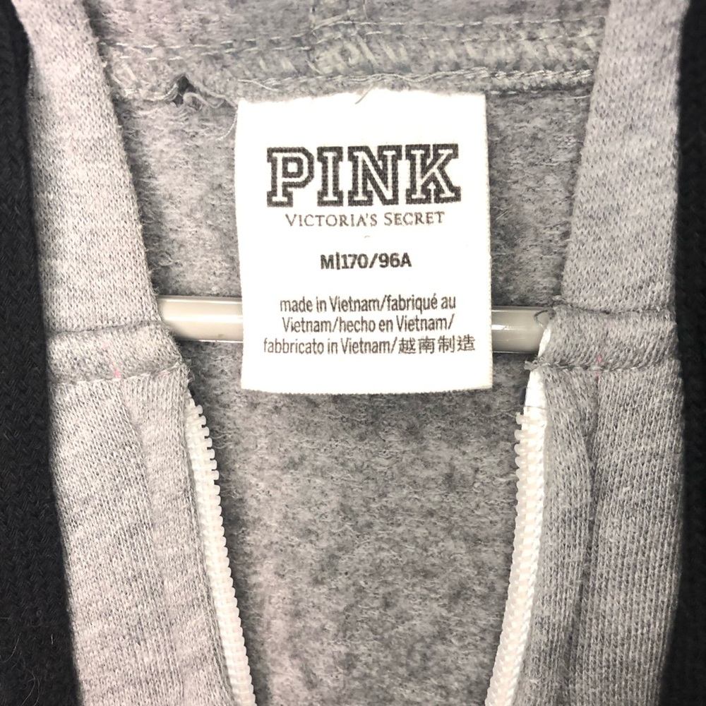 PINK by Victorias Secret pink and grey zip up logo hoodie. Size medium - Picture 4 of 8